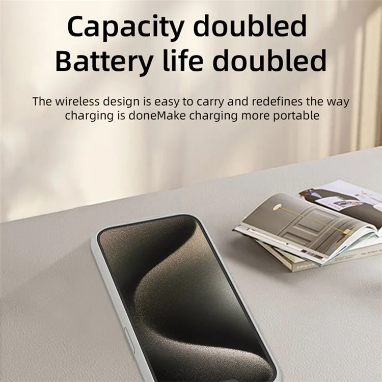 T43 Battery Cover for iPhone 13 Pro 6800mAh Power Bank Backup Charger Charging Case - Blue