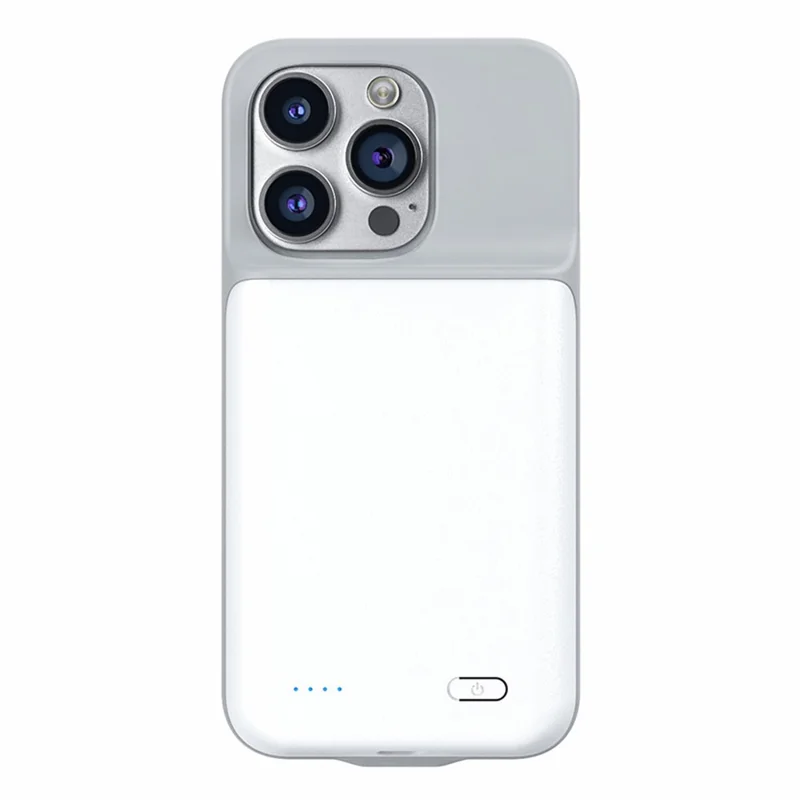 T43 Battery Cover for iPhone 13 Pro 6800mAh Power Bank Backup Charger Charging Case - White