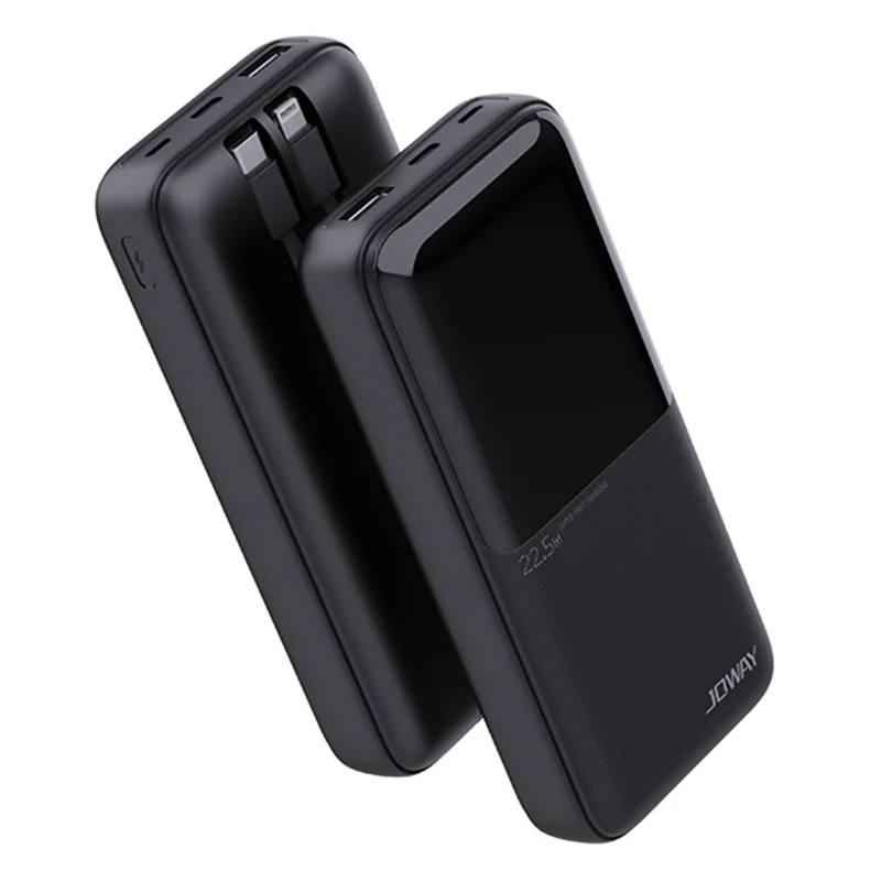 JOWAY JP312 Portable Power Bank PD 20W 20000mAh Fast Charging Charger with Type-C / 8-Pin Cable - Black