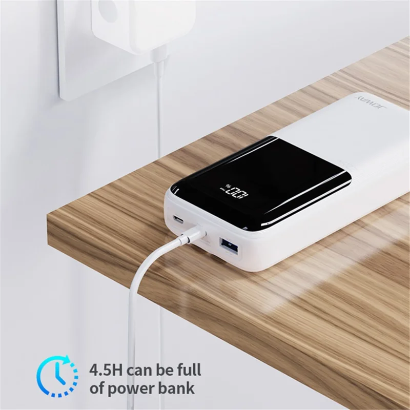 JOWAY JP312 Portable Power Bank PD 20W 20000mAh Fast Charging Charger with Type-C / 8-Pin Cable - Black