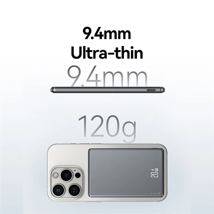 USAMS US-CD220 PB73 Magnetic Wireless Power Bank 5000mAh PD 20W Fast Charging Phone Charger - Dark Grey