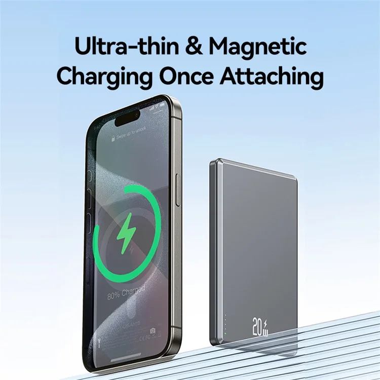 USAMS US-CD220 PB73 Magnetic Wireless Power Bank 5000mAh PD 20W Fast Charging Phone Charger - Purple