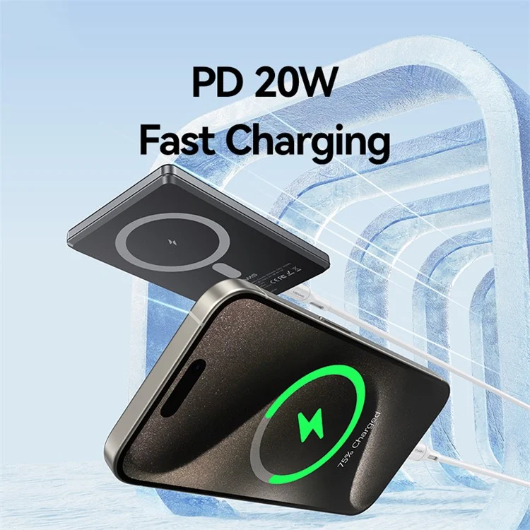 USAMS US-CD220 PB73 Magnetic Wireless Power Bank 5000mAh PD 20W Fast Charging Phone Charger - Purple