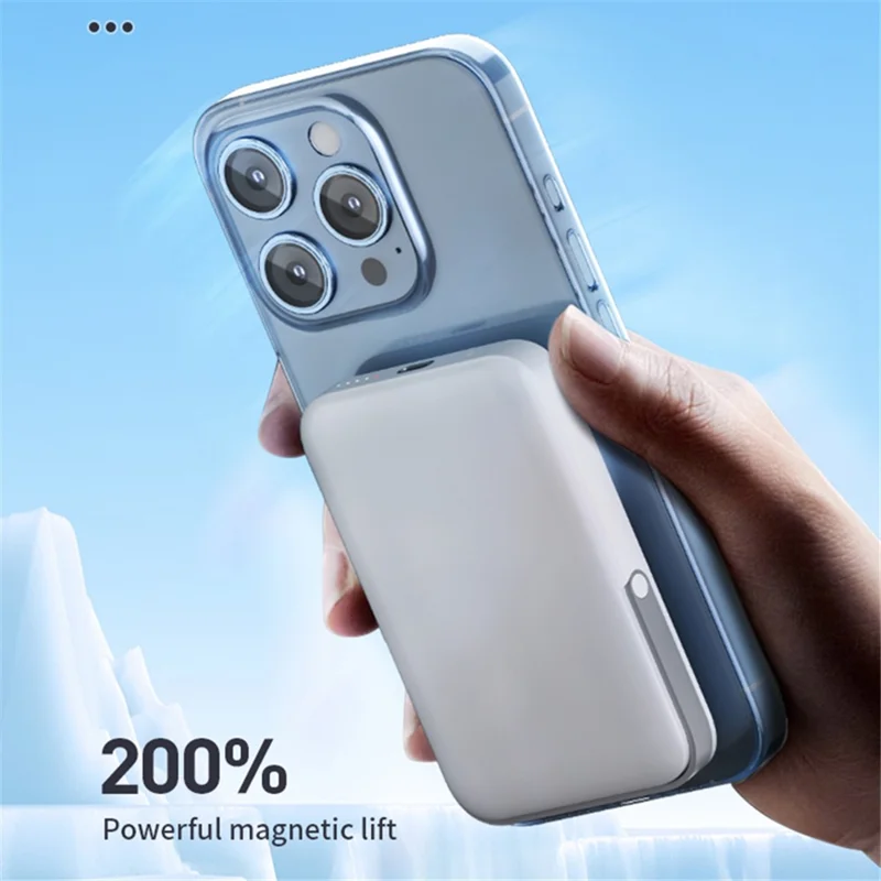 T159 10000mAh PD 20W Magnetic Wireless Power Bank ABS+PC Phone Charger with Folding Kickstand - White