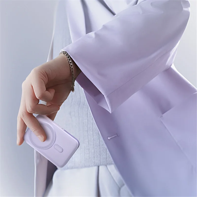 T159 10000mAh PD 20W Magnetic Wireless Power Bank ABS+PC Phone Charger with Folding Kickstand - White