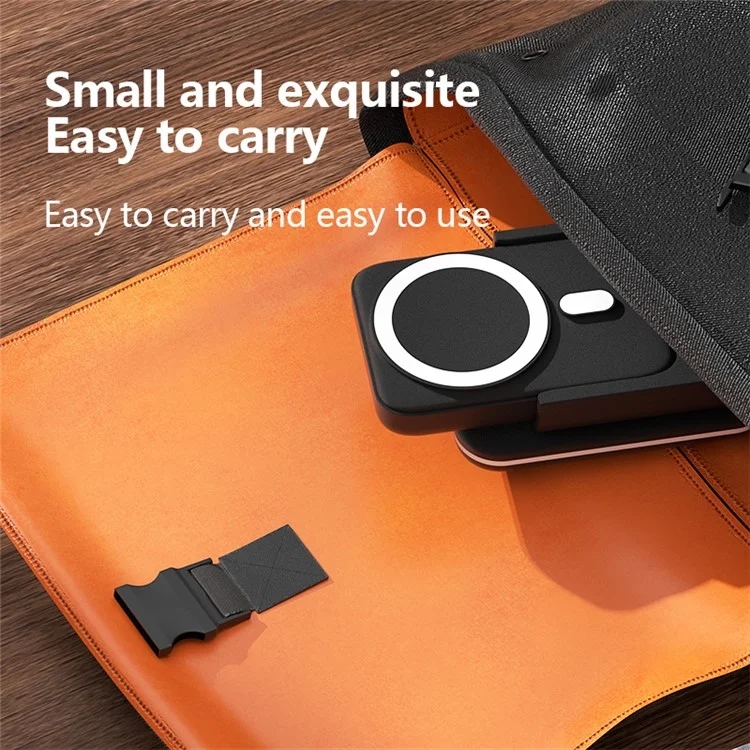 Bateria portátil magnética de 5000mAh para telefone, relógio e fone de ouvido - Carregador sem fio - Preto