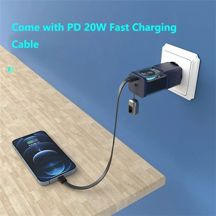 KP-Super8 Tragbares 5200mAh PD 20W Powerbank Magnetisches Kabelloses Batteriepack für Telefone, iWatch, mit EU-Ladegerät