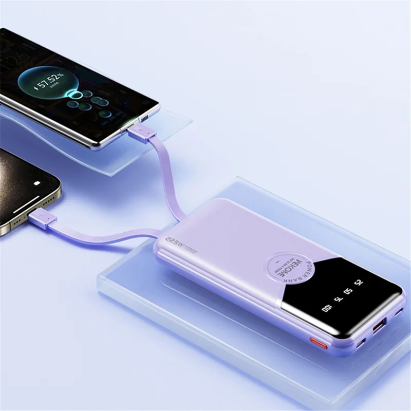 WEKOME WP-59 Pop Digital Series Gen3 10000mAh 22.5W Cabled Super Fast Charging Power Bank - Blue