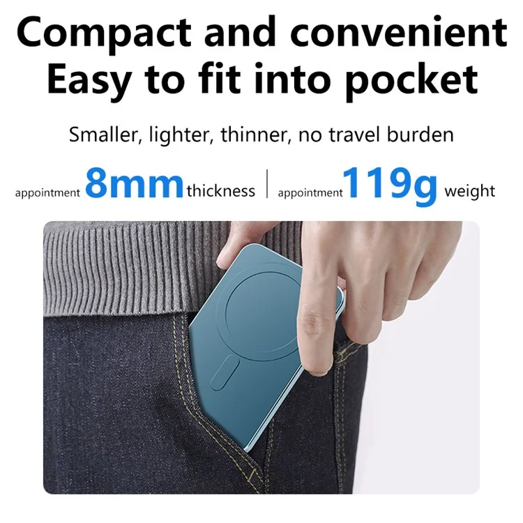 C11 Compatibile con Caricabatterie Portatile Magsafe 20W Powerbank Wireless Magnetico 10000Mah - Nero