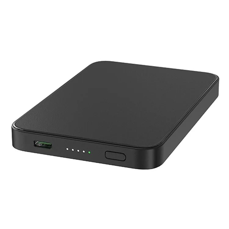 E61A For iPhone 15  /  14  /  13  /  12 Series Magnetic Wireless Phone Charger 5000mAh Ultra Thin Power Bank - Black