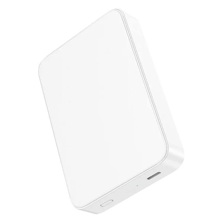 E61B 10000mah Magnetic Wireless Power Bank 2-in-1 Portable Phone External Battery Pack - White