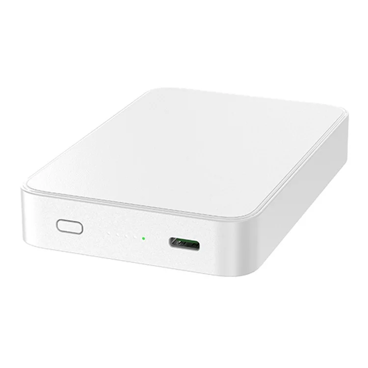 E61B 10000mah Magnetic Wireless Power Bank 2-in-1 Portable Phone External Battery Pack - White