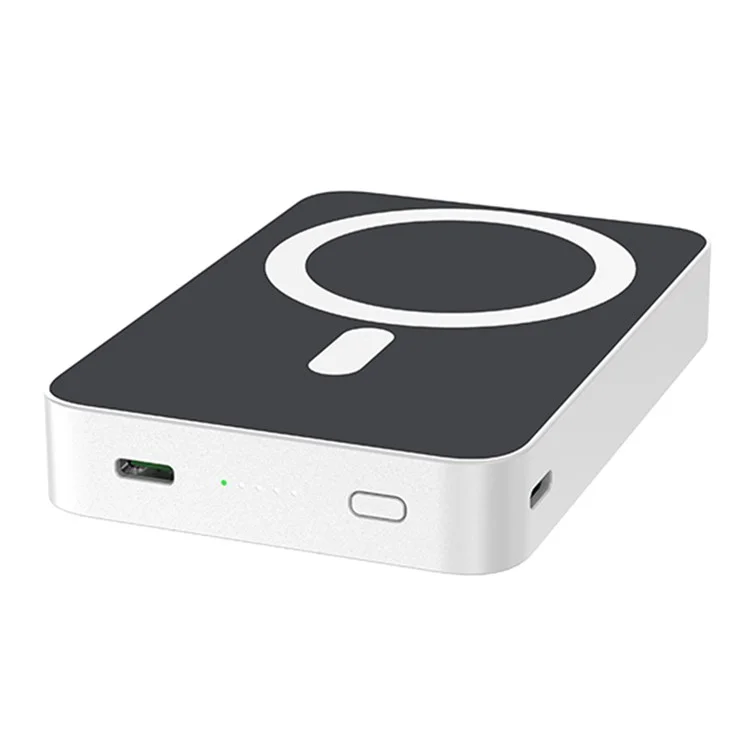 E61B 10000mah Magnetic Wireless Power Bank 2-in-1 Portable Phone External Battery Pack - White