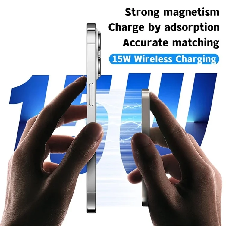 E61B 10000mah Magnetic Wireless Power Bank 2-in-1 Portable Phone External Battery Pack - White