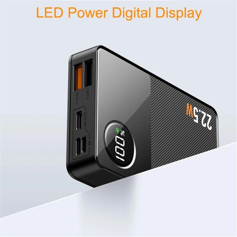 CYKE Q8 20000mAh Power Bank Portable Digital Display Phone External Battery Charger - White