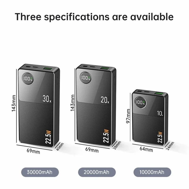 CYKE Q8 20000mAh Power Bank Portable Digital Display Phone External Battery Charger - White