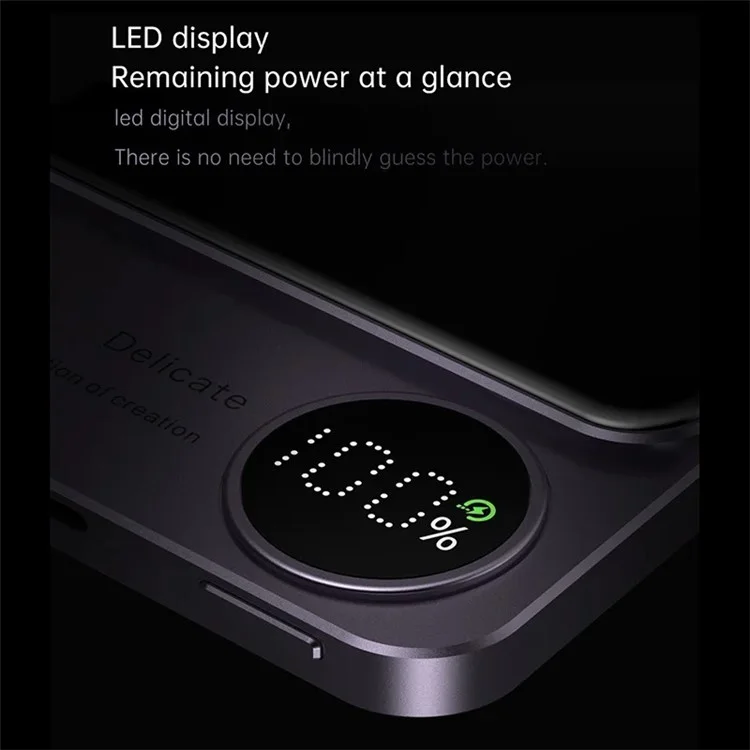 CYKE Q9 Ultra-Thin 15W Magnetic Wireless Charger 10000mAh Power Bank Battery Pack - Grey
