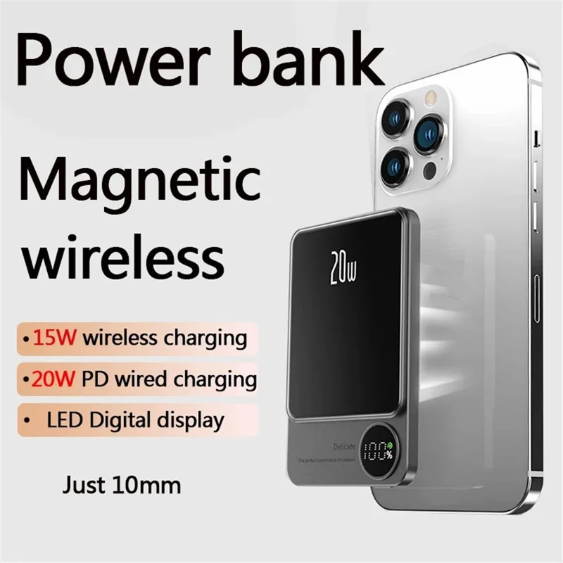CYKE Q9 Ultra-Thin 15W Magnetic Wireless Charger 10000mAh Power Bank Battery Pack - Verde
