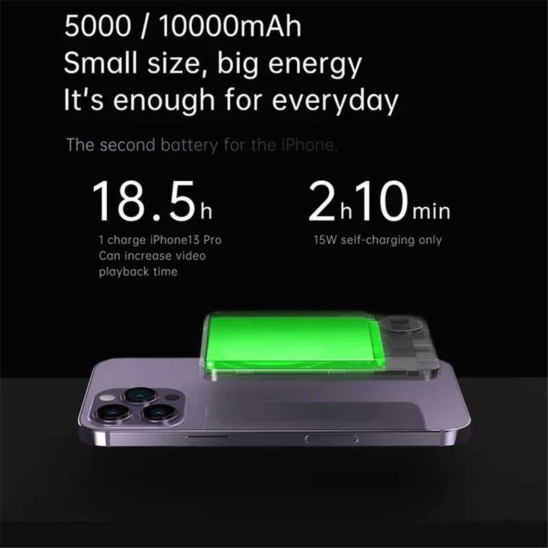 CYKE Q9 Ultra-Thin 15W Magnetic Wireless Charger 10000mAh Power Bank Battery Pack - Verde