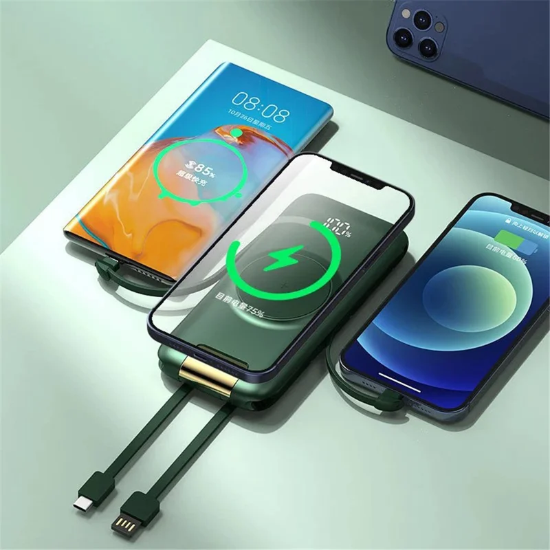 CYKE P2 20000mAh Power Bank with Charging Cable Portable Phone Charger with Stand - Black