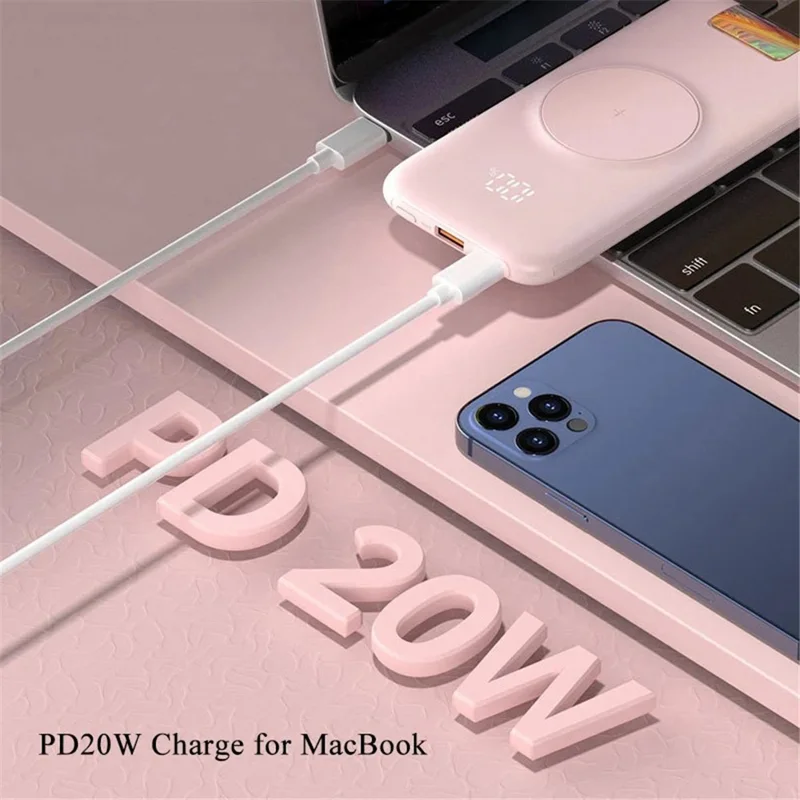 CYKE P2 20000mAh Power Bank with Charging Cable Portable Phone Charger with Stand - Black