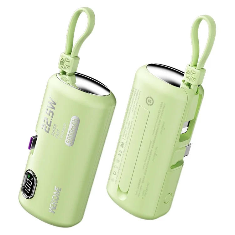WEKOME WP-19 5000mAh Power Bank 22.5W Fast Phone Charger Pocket Mobile Power Supply - Verde