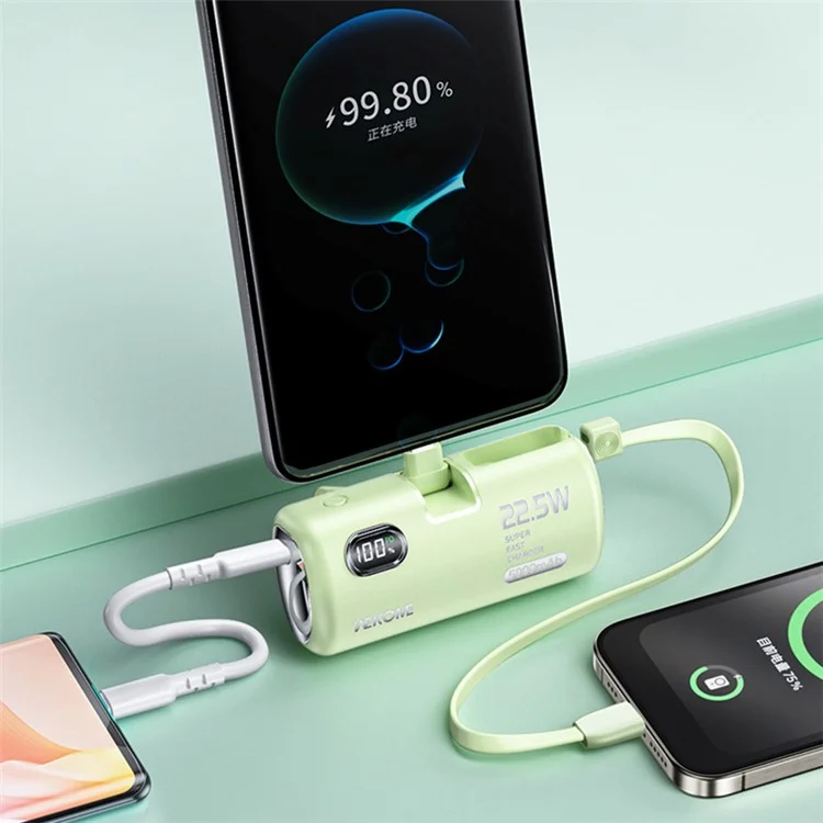 WEKOME WP-19 5000mAh Power Bank 22.5W Fast Phone Charger Pocket Mobile Power Supply - Verde
