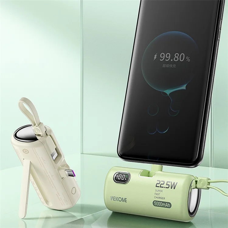 WEKOME WP-19 5000mAh Power Bank 22.5W Fast Phone Charger Pocket Mobile Power Supply - Verde