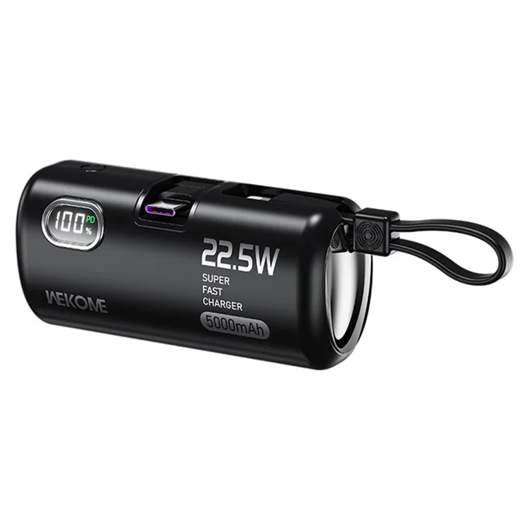 WEKOME WP-19 5000mAh Power Bank 22.5W Caricabatterie Rapido per Telefono Alimentatore Portatile - Nero