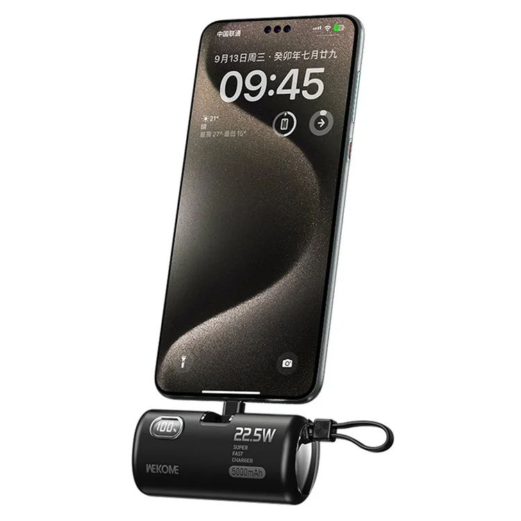 WEKOME WP-19 5000mAh Power Bank 22.5W Caricabatterie Rapido per Telefono Alimentatore Portatile - Nero