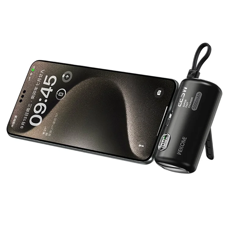 WEKOME WP-19 5000mAh Power Bank 22.5W Caricabatterie Rapido per Telefono Alimentatore Portatile - Nero