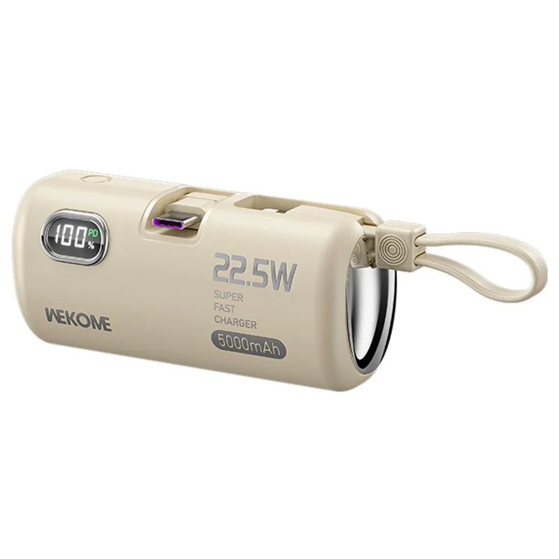WEKOME GN-97FX 5000mAh Power Bank 22.5W Fast Phone Charger Pocket Mobile Power Supply - Beige