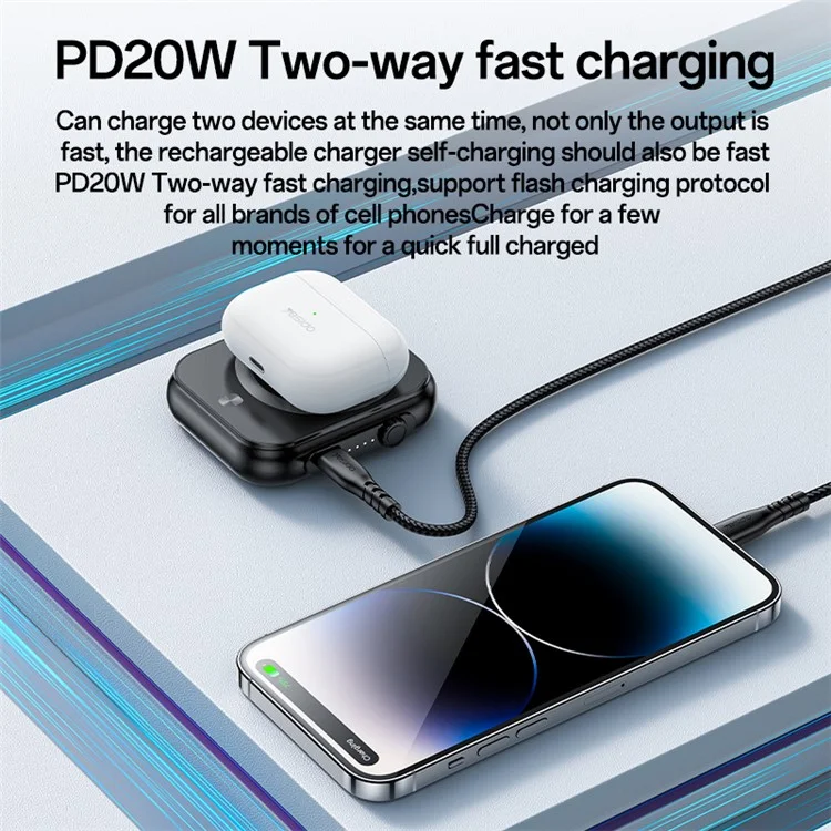 Batterie externe YESIDO YP59 5000mAh PD 20W, chargeur sans fil pour téléphone, montre et écouteurs
