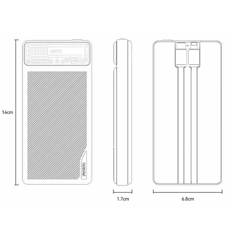 YESIDO YP55 PD 20W + 22.5W Fast Charging 10000mAh Power Bank Built-in with Type-C+iP Cable