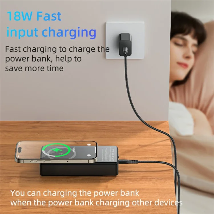 YESIDO YP58 20000mAh Battery Pack Magnetic Power Bank with Type-C+USB Dual Output