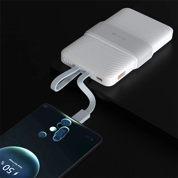 DEVIA Smart Series EP186 22.5W Power Bank Built-In Two Cables 10000mAh Portable Phone Charger