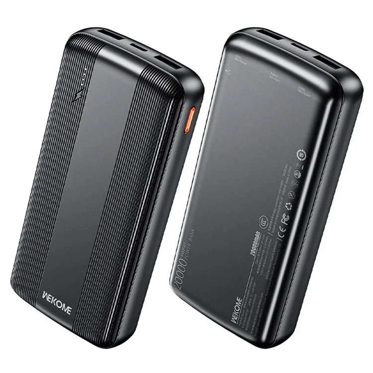 WEKOME WP-87 Raython Series Power Bank 20000mAh Portable Phone Charger Battery Pack - Black
