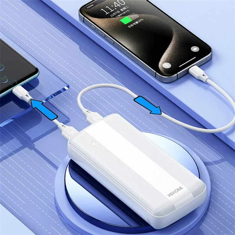 WEKOME WP-87 Raython Series Power Bank 20000mAh Portable Phone Charger Battery Pack - Black