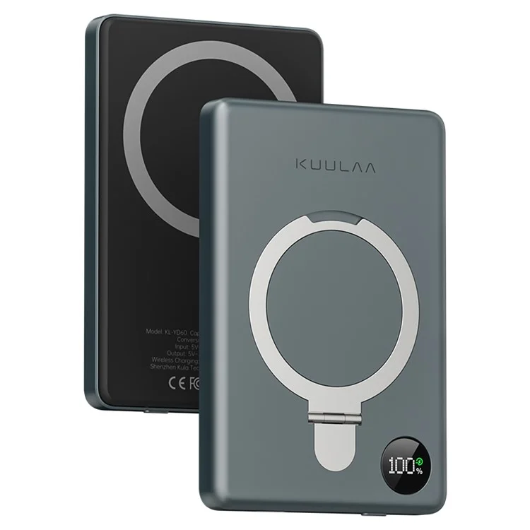 KUULAA KL-YD60 Kickstand 10000mAh Power Bank Phone Back Magnetic Absorption Charger - Dark Grey