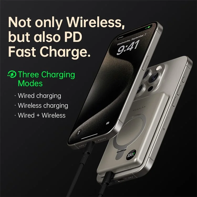 KUULAA KL-YD60 Kickstand 10000mAh Power Bank Phone Back Magnetic Absorption Charger - Dark Grey