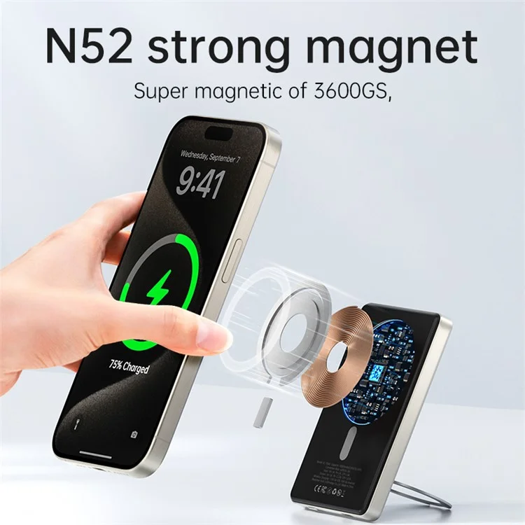 KUULAA KL-YD60 Kickstand 10000mAh Power Bank Phone Back Magnetic Absorption Charger - Dark Grey