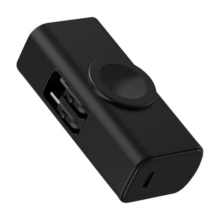 Powerbank P6 Type-C / Plug 8-Pin 5000mAh, Carregador Sem Fio para Smartwatch - Preto
