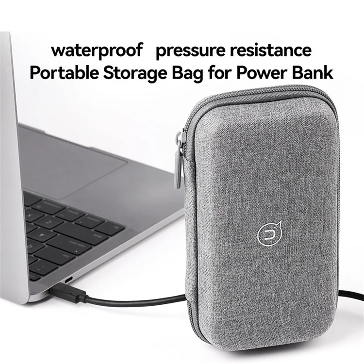 USAMS US-ZB263 EVA Hard Shell Power Bank Carrying Case Cable U-Disk Charger Storage Bag - Gris