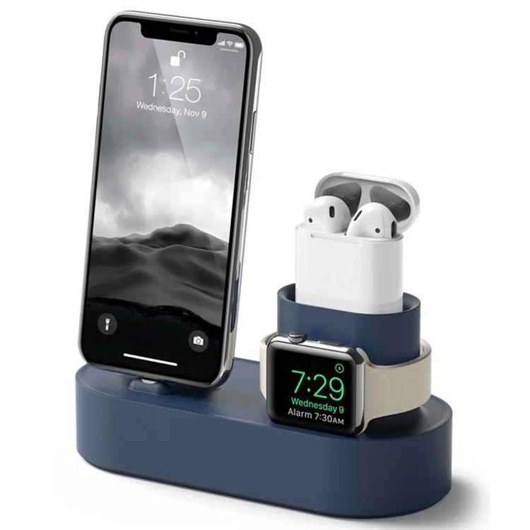 3 in 1 Charging Dock Station Phone Stand Holder for iPhone Airpods Apple Watch - Blue