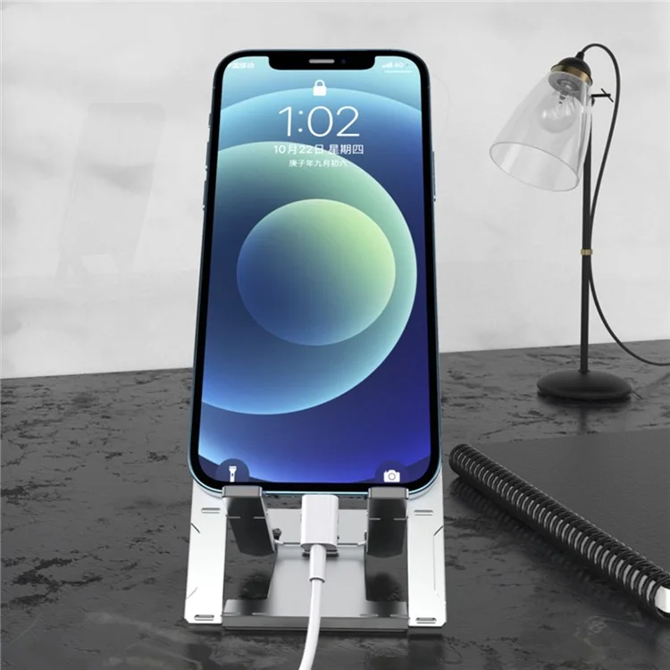 Support Portable Ultra-mince en Aluminium Support de Téléphone Mobile Support de Bureau de Bureau Réglable - Argent