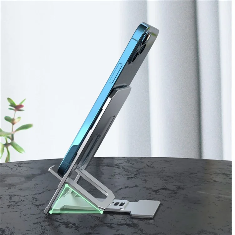 Support Portable Ultra-mince en Aluminium Support de Téléphone Mobile Support de Bureau de Bureau Réglable - Argent