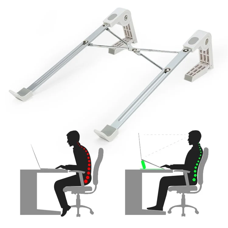 Y01 Supporto per laptop regolabile in altezza, staffa da scrivania, pieghevole, in lega di alluminio - Argento