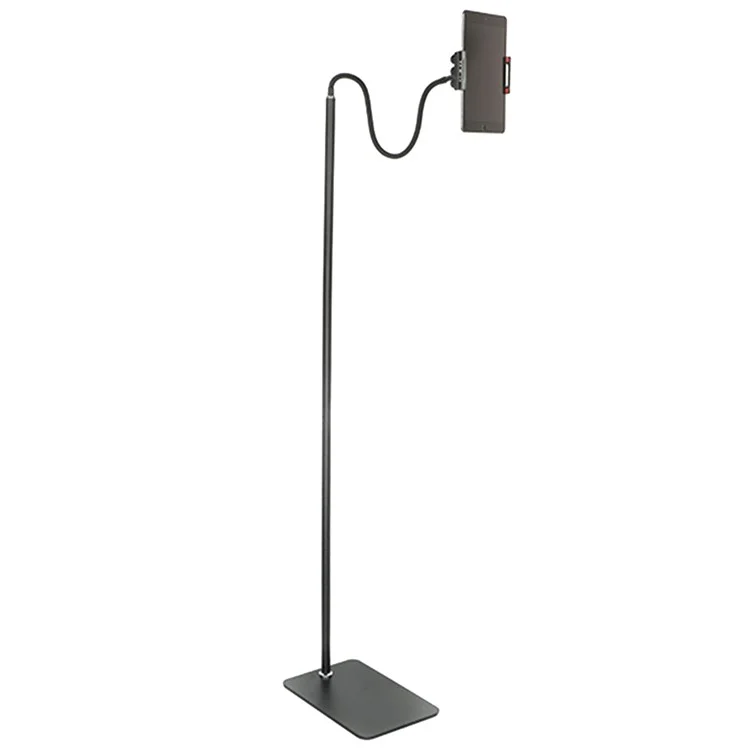 Supporto per tablet da pavimento da 175 cm con supporto per telefono cellulare con collo di cigno flessibile, base stabile e rotazione a 360 gradi, supporto per telefono pigro compatibile con iPhone iPad per live streaming