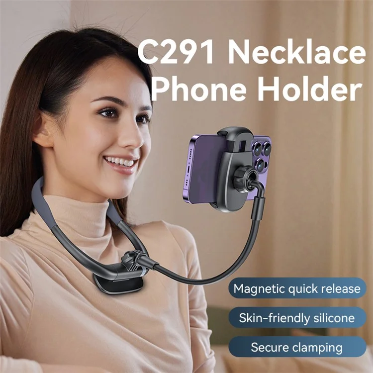 YESIDO C291 Neck Mount Phone Holder Aluminum Alloy Rotation View Phone Neck Bracket