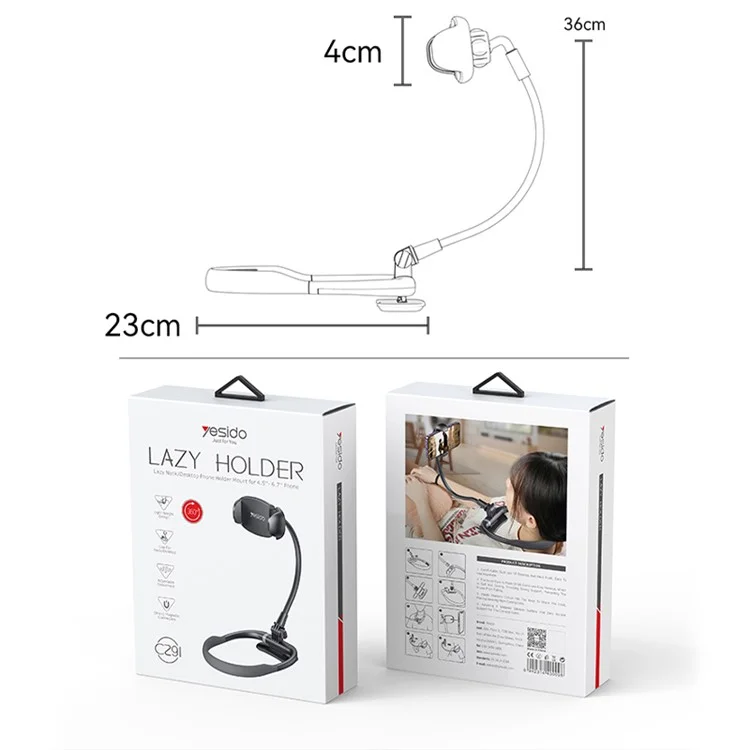 YESIDO C291 Neck Mount Phone Holder Aluminum Alloy Rotation View Phone Neck Bracket